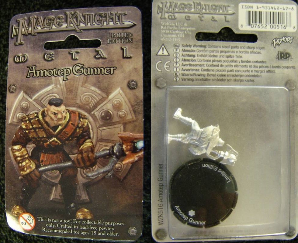 Details about   WOTC Mage Knight Limited edition metal Amotep Gunner guardsmen nib blister pack 